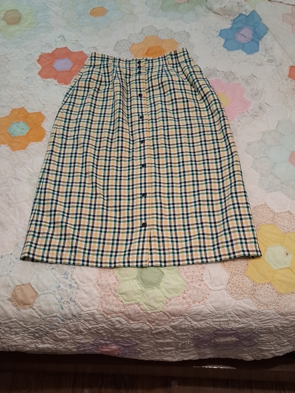 Pendelton Original Cotton Button-Front Plaid A-Line Skirt